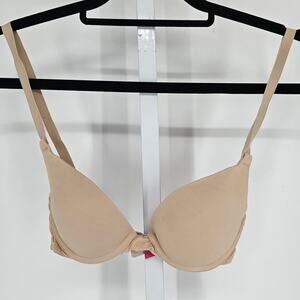 Vtg Y2K PINK by Victorias Secret Sz 32A Wear Everywhere Push Up Bra Beige